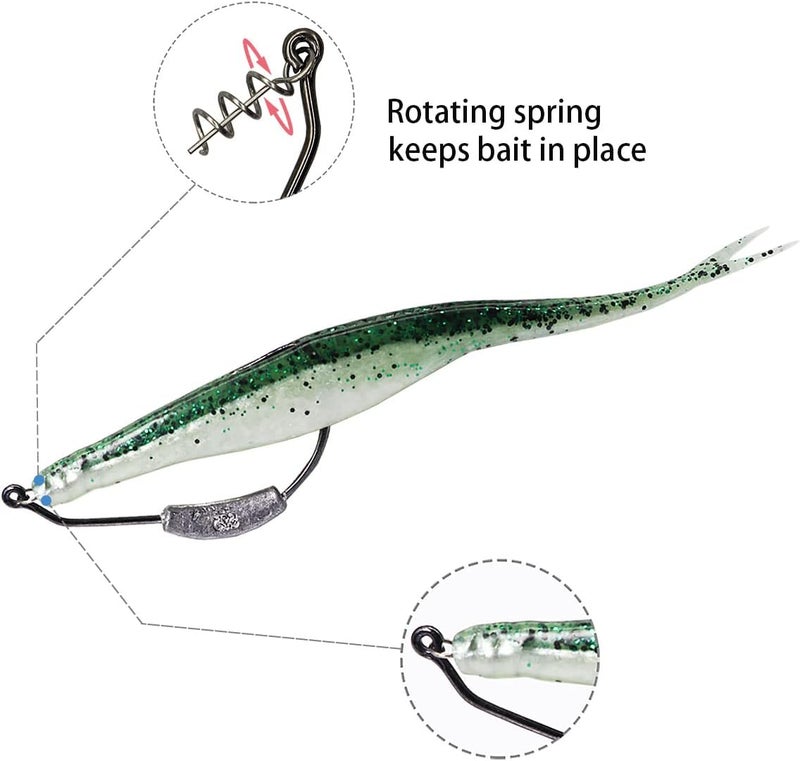 UperUper 25 Pack Weighted Swimbait Hooks, Jig Heads with Twist Lock, Soft Plastic Worm Fishing Hooks 1/0 2/0 3/0 4/0 5/0 - Image 4